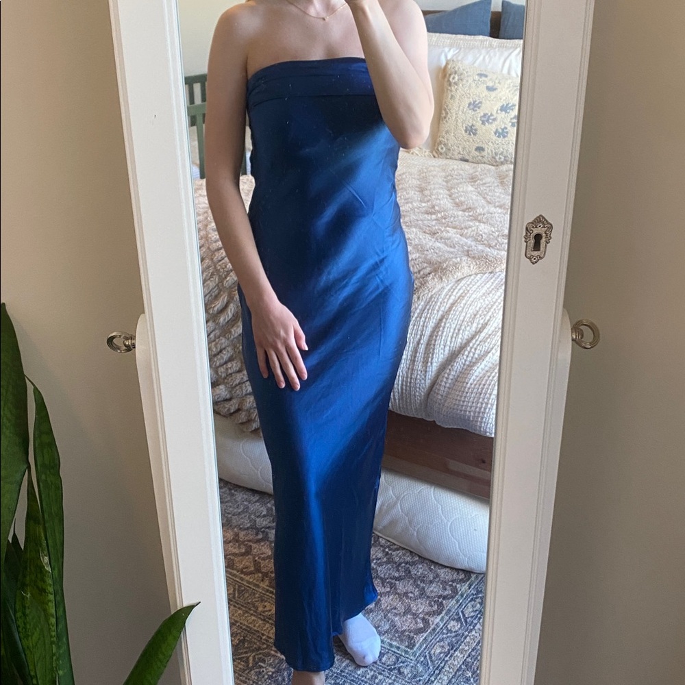 NWT Amazon Satin Strapless Backless Maxi Dress